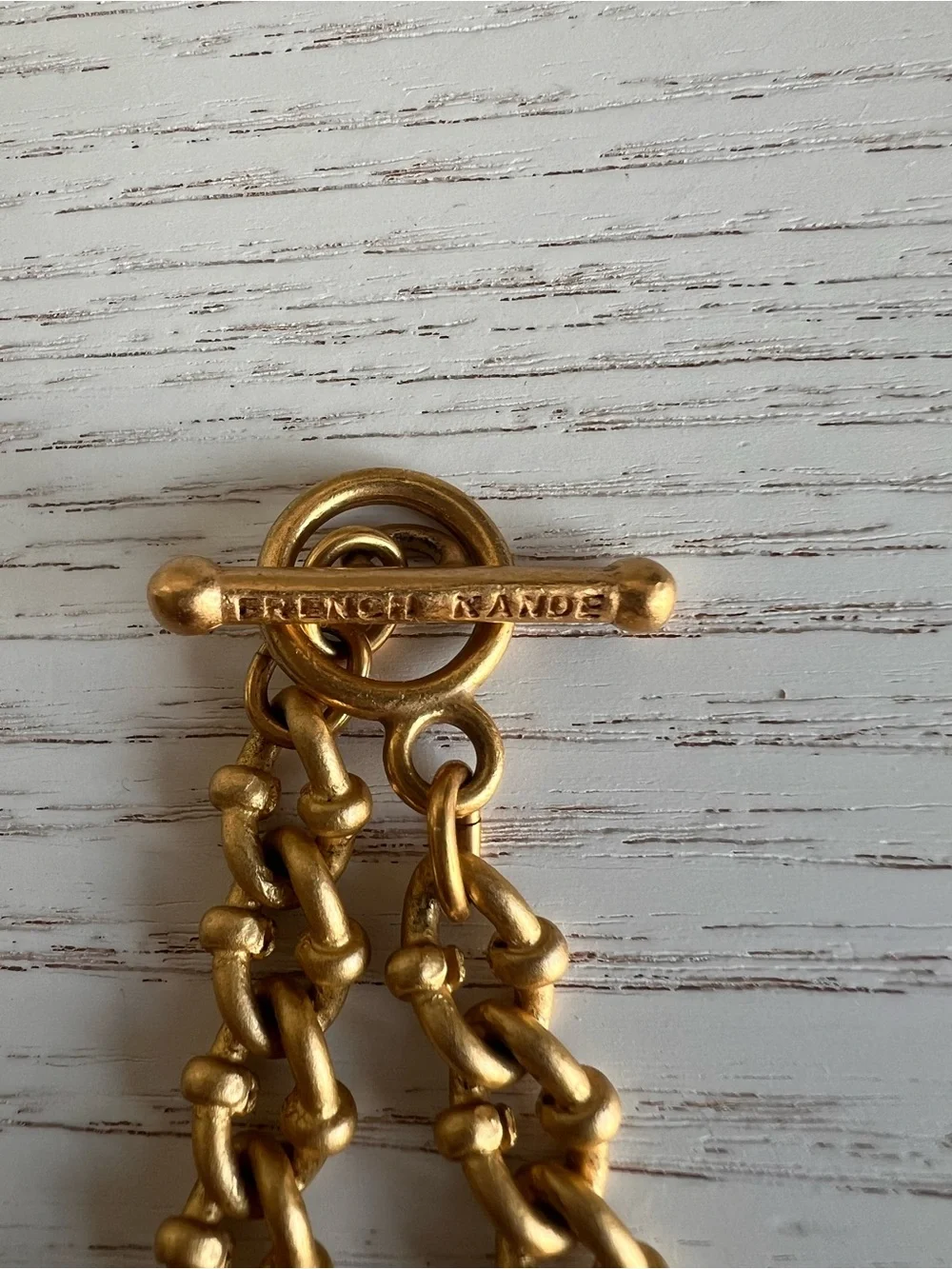 French Kande Privee Gold-Link Necklace with Crystal Accents - Picture 4 of 10